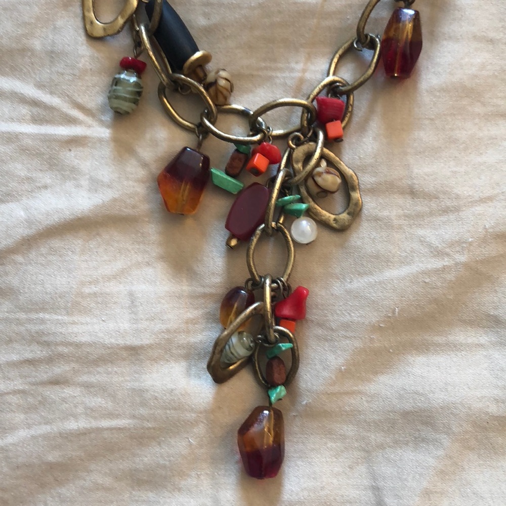Cold water Creek rustic Gold Stone Necklace